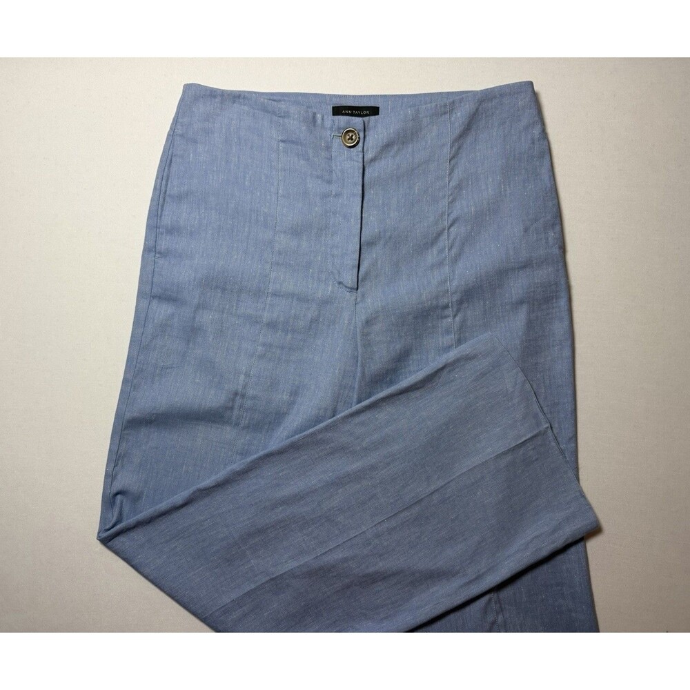 Ann Taylor Pants Women’s Light Blue Linen Cotton Blend Wide Leg Pants Size 6